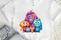Cute Monster Family Watercolor PNG Clipart Product Image 3