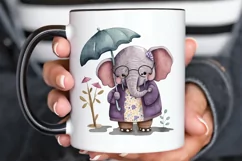 Watercolor Cute Elephant Grandma png clipart Product Image 3