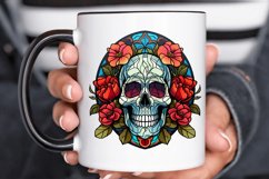 Flower Skull Stained Glass Sublimation PNG Clipart Product Image 3