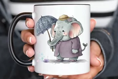 Watercolor Cute Elephant Grandma png clipart Product Image 3