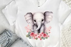 Flower Baby Elephant Sublimation PNG Clipart Product Image 3