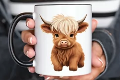 Cute Highland Cow Sublimation PNG Clipart Product Image 3