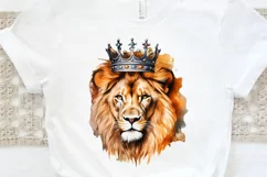 Watercolor King Lion Sublimation PNG Clipart Product Image 3
