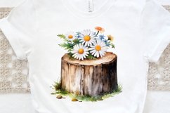 Flower Wooden Stump Watercolor Sublimation PNG Clipart Product Image 3