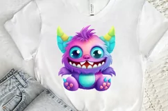 Cute Monster Watercolor Sublimation PNG Clipart Product Image 3