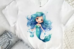 Cute Mermaid Watercolor PNG Clipart Product Image 3