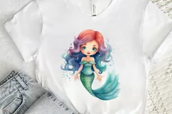Cute Mermaid Watercolor PNG Clipart Product Image 3