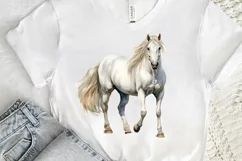 Beautiful White Horse Watercolo PNG Clipart Product Image 3