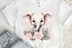 Flower Baby Elephant Sublimation PNG Clipart Product Image 3