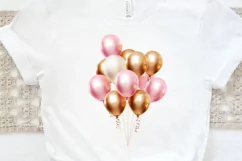 Gold Chrome and Pink Balloons PNG Clipart Product Image 2