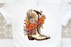 Western Floral Boots Sublimation PNG Clipart Product Image 3