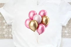Gold Chrome and Pink Balloons PNG Clipart Product Image 2