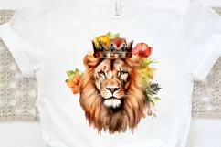 Watercolor King Lion Sublimation PNG Clipart Product Image 3