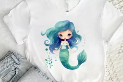 Cute Mermaid Watercolor PNG Clipart Product Image 3