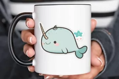 Cute Kawaii Narwhal Sticker PNG Clipart Product Image 3