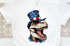 Funny 4th of July T-rex Sublimation PNG Clipart Product Image 3