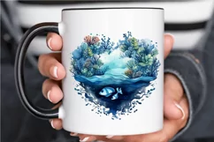Ocean Heart Watercolor Sublimation PNG Clipart Product Image 3