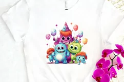 Cute Monsters On Birthday Sublimation PNG Clipart Product Image 3