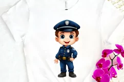 Cute Police Officer Boy PNG Clipart Product Image 3