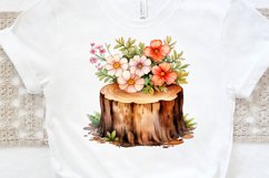 Flower Wooden Stump Watercolor Sublimation PNG Clipart Product Image 3