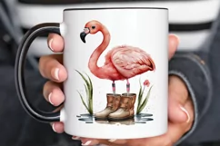 Watercolor Cute Flamingo In Boots PNG Clipart Product Image 3