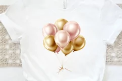Gold Chrome and Pink Balloons PNG Clipart Product Image 2