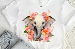 Flower Baby Elephant Sublimation PNG Clipart Product Image 3