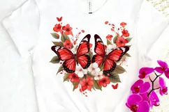 Floral Red Butterfly Couple PNG Clipart Product Image 3