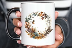 Watercolor Floral Wreath Autumn PNG Clipart Product Image 3