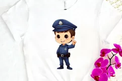 Cute Police Officer Boy PNG Clipart Product Image 3