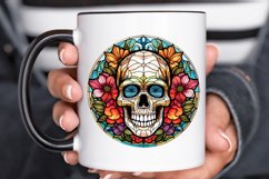 Flower Skull Stained Glass Sublimation PNG Clipart Product Image 3