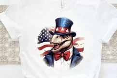 Funny 4th of July T-rex Sublimation PNG Clipart Product Image 3
