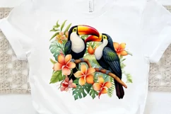 Toucans in Rainforest Sublimation PNG Clipart Product Image 3