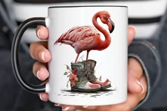 Watercolor Cute Flamingo In Boots PNG Clipart Product Image 3