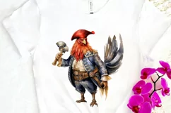 Rooster Pirate Watercolor Sublimation PNG Clipart Product Image 3