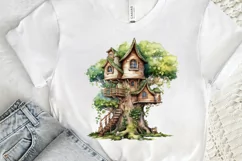 Fairy Tree House Watercolor PNG Clipart Product Image 3