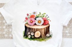 Flower Wooden Stump Watercolor Sublimation PNG Clipart Product Image 3