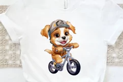 Puppy Riding Bike Sublimation PNG Clipart Product Image 3