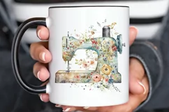 Watercolor Floral Sewing Machines PNG Clipart Product Image 3