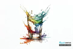 Watercolor Shot Glass PNG Clipart Product Image 1