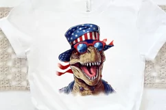 Funny 4th of July T-rex Sublimation PNG Clipart Product Image 3