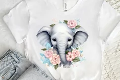 Flower Baby Elephant Sublimation PNG Clipart Product Image 3