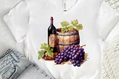 Vintage Grape Wine Bottle and Barrel PNG Clipart Product Image 3