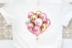 Gold Chrome and Pink Balloons PNG Clipart Product Image 2