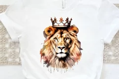 Watercolor King Lion Sublimation PNG Clipart Product Image 3