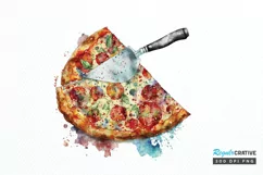 Watercolor Pizza Cutter PNG Clipart Product Image 1