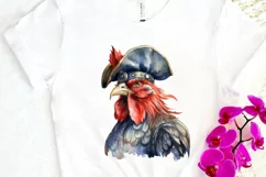 Rooster Pirate Watercolor Sublimation PNG Clipart Product Image 3