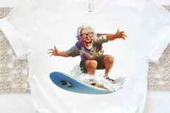 Funny Grandpa Surfing PNG Clipart Product Image 3