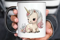 Watercolor Cute Baby Unicorn PNG Clipart Product Image 3