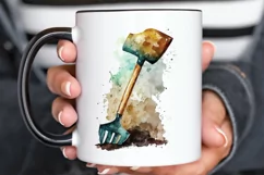 Watercolor Miner Pick Shovel PNG Clipart Product Image 3